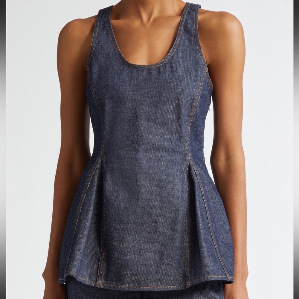 NWT ✨ BITE Studios Godet Organic Cotton Denim Tank in Dark Blue Wash 14